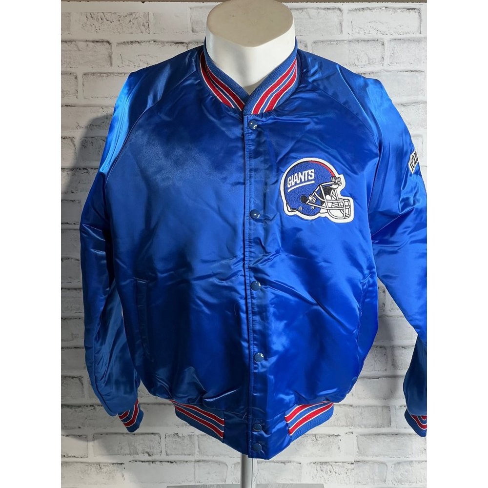 VTG 80s OG NEW YORK GIANTS CHALKLINE SATIN BOMBER JACKET RARE ADULT XL USA